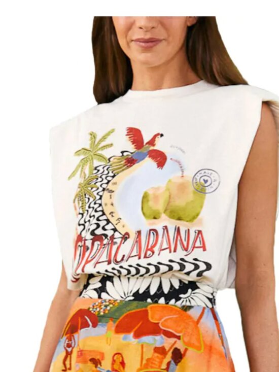FARM Rio Tops - NEW Farm Rio / XL / Shoulder Pad Tee / Copacabana